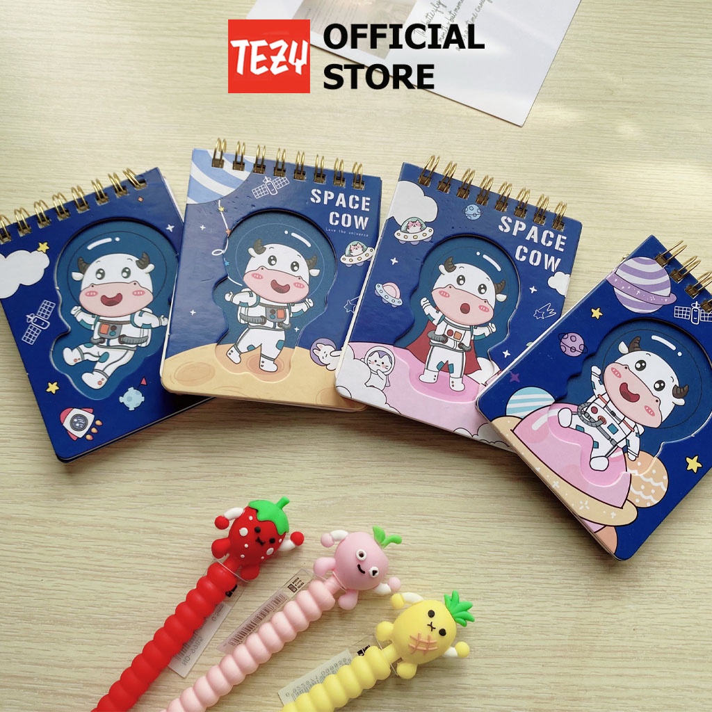 Sổ tay mini lò xo space cow 70 trang, sổ tay cute ghi chép nhỏ gọn - 1 quyển - TZ62141HN