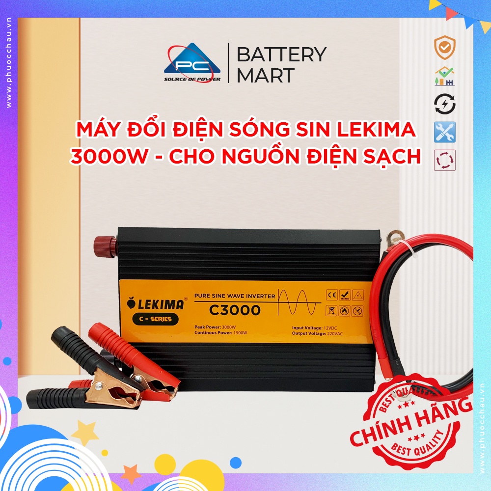 Bộ Đổi Điện LEKIMA Sóng Sin Chuẩn, Kích Điện 12V Lên 220V Chuẩn Như Điện Lưới, bộ chuyển đổi 12v sang 220v