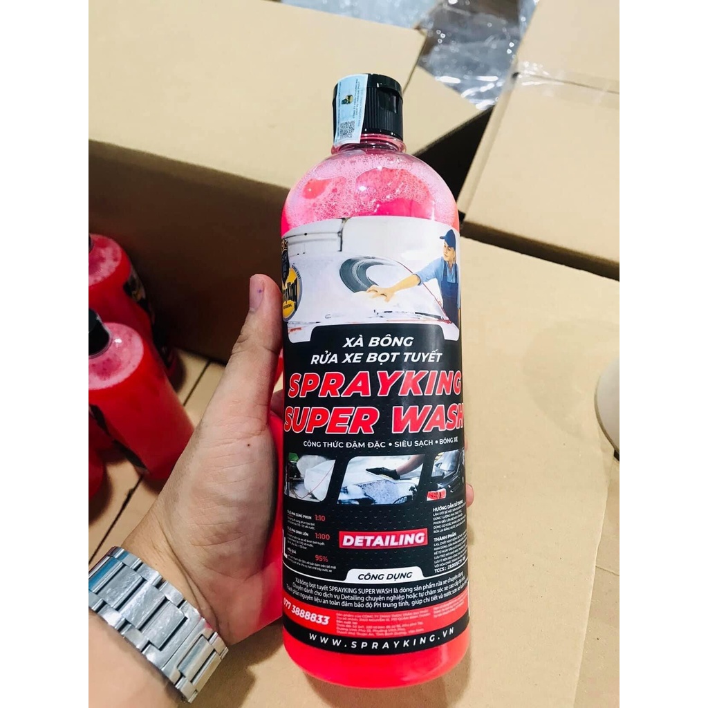 [Mã LIFEAUMAY giảm 10% tối đa 30k đơn 150k] Nước rửa xe,xà bông Sprayking Super Wash 1L dùng cho xe máy