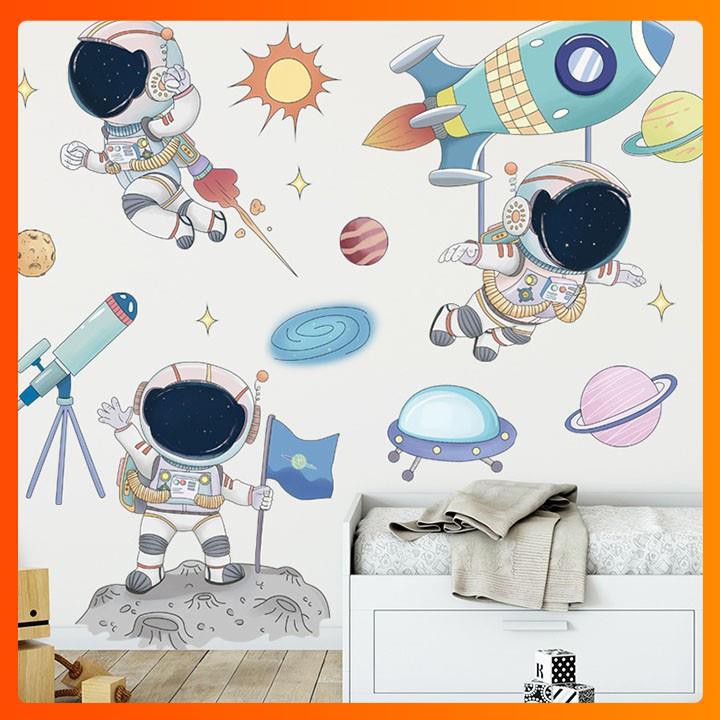 [HÀNG CAO CẤP] Decal dán tường phi hành gia cho bé, tranh dán tường phi hành gia trang trí phòng ngủ góc học tập cho bé