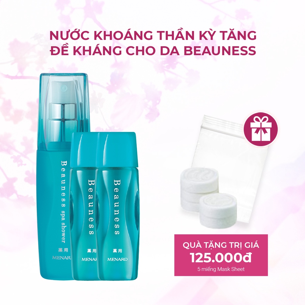 Combo nước khoáng thần kỳ tăng sức đề kháng da dạng xịt Menard Beauness 60ml + 02 tinh chất khoáng Beauness Mini 30ml