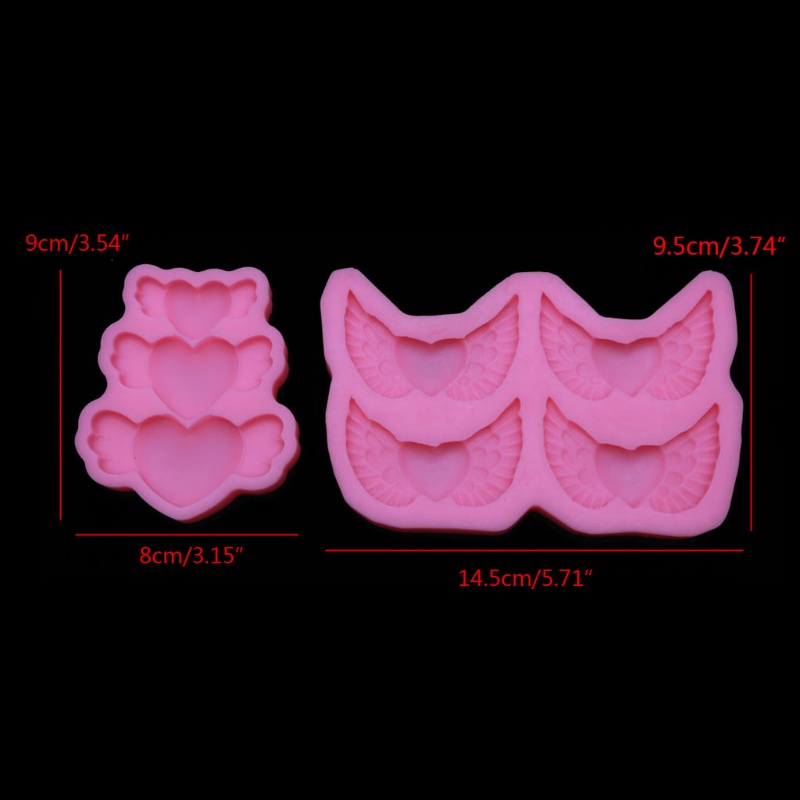 Set 2 Khuôn Silicone Hình Trái Tim Làm Trang Sức Thủ Công