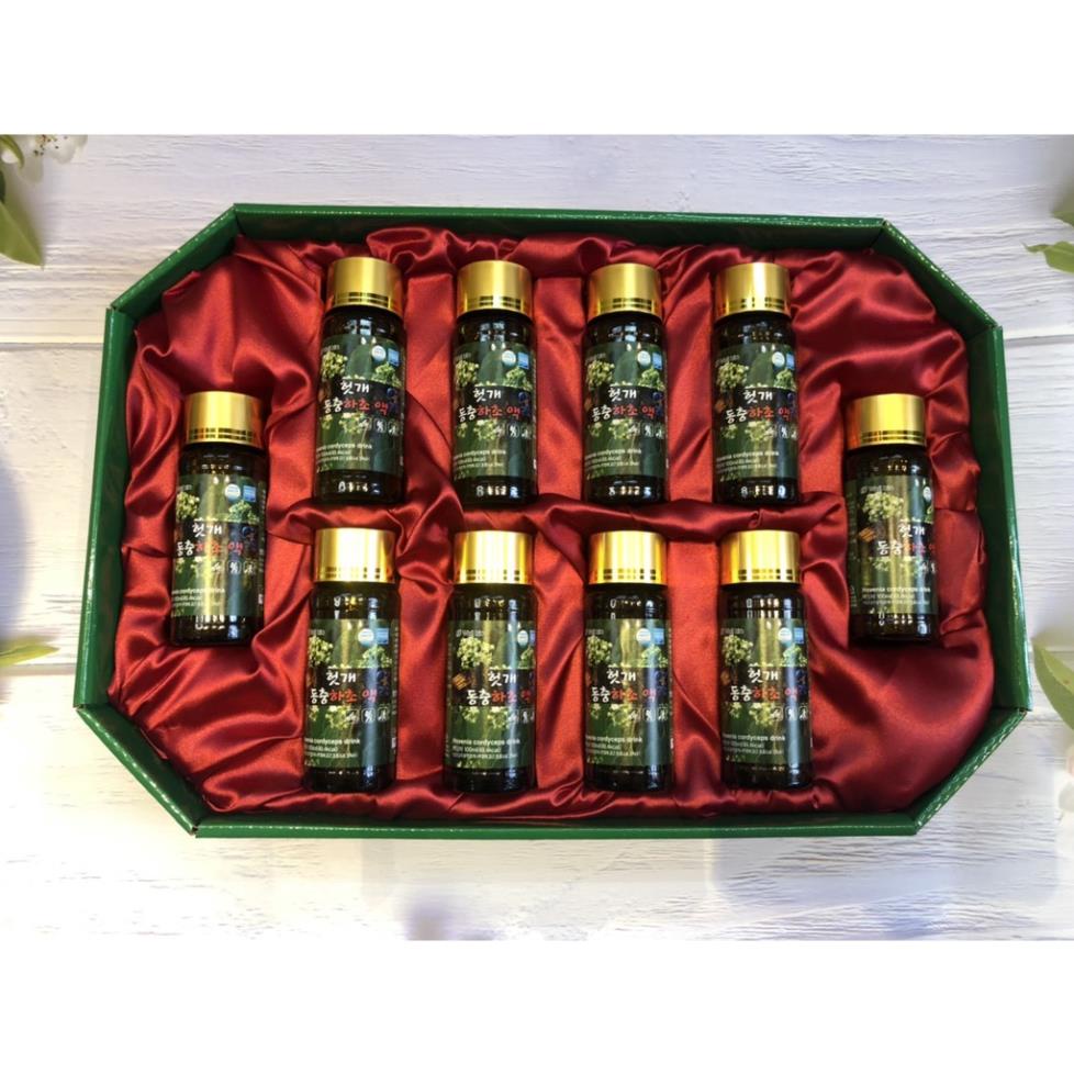 Nước Bổ Gan Đông Trùng Hạ Thảo  Hàn Quốc - Wellbio Hovenia Cordyceps Drink - Hộp 10 lọ 100ml