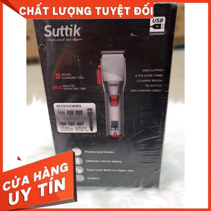 [Siêu Phẩm] Tông đơ cắt tóc Suttik BẠC hair  clipperCHÍNH HÃNG thiết kế sang chảnh, lưỡi thép, chuyên dụng cho salon