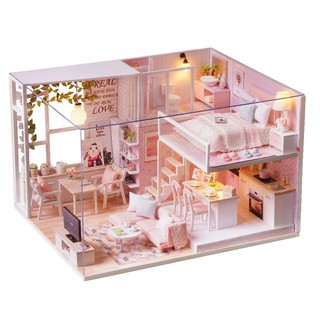 Nhà Búp Bê DIY - Pink House L022 ( TẶNG 2 LỌ KEO)