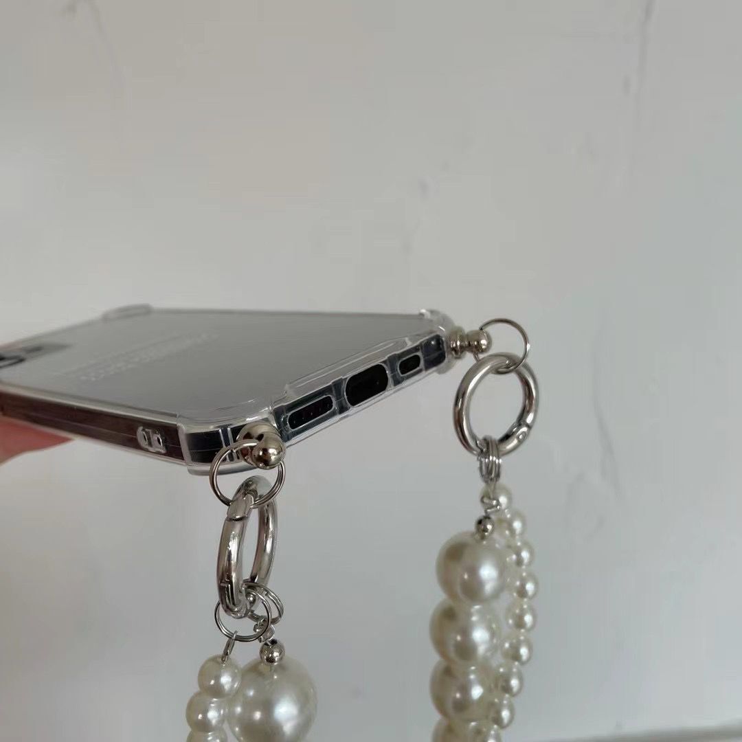 Ốp điện thoại silicon mềm phối dây ngọc trai cho iPhone 11 Pro Max 8 Plus 7 XR XS X 12 Pro Max SE 2020 | BigBuy360 - bigbuy360.vn