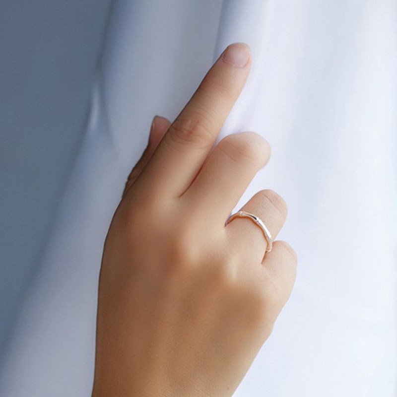 Nhẫn Nữ Cây tre Mỏng Mạ bạc Màu bạc Làm bằng tay Văn học nghệ thuật NH-060