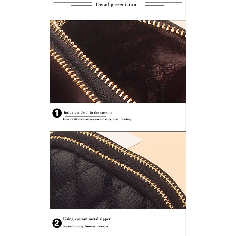 Youyo Ví Da Nhỏ Đựng Tiền Xu Có Dây Kéo Đôi Đính Kim Cương Giả Cho Nữ