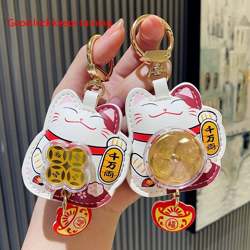 Cặp Móc Chìa Khóa Xe Hơi Hình Mèo May Mắn Chất Lượng Cao
