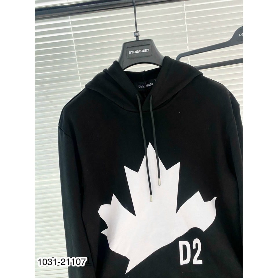 Áo Hoodie Nam Dsquared2 Họa Tiết Hình In Chiếc Lá Và Chữ Dọc Tay - Áo Nỉ Hoodie Unisex Nam Nữ Cao Cấp DT FASHION MENWEAR