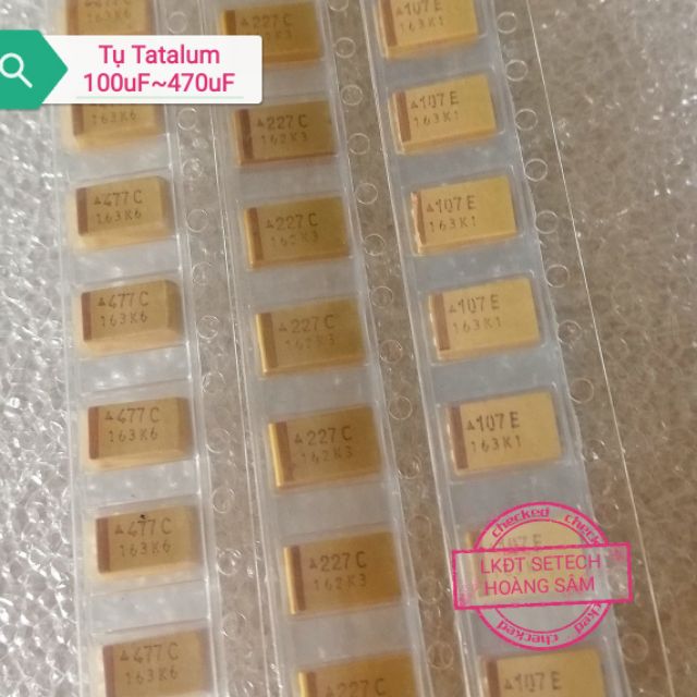 Tụ dán Tantal Tatalum 100uF-220uF-470uF, Kiểu chân SMD