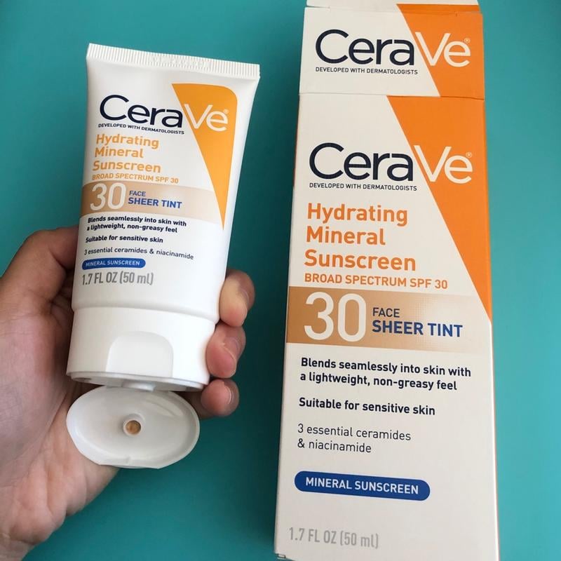 KEM CHỐNG NẮNG VẬT LÝ CERAVE HYDRATING MINERAL FACE SUNSCREEN SPF30 SHEER TINT 50ML CHÍNH HÃNG- 10267