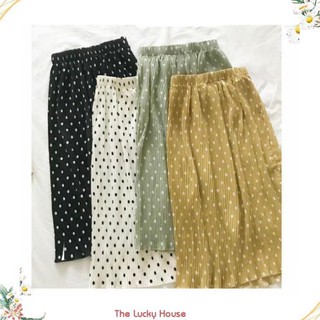 Chân váy xếp ly dáng dài chấm bi cao cấp VAY30 Free size