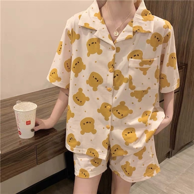 Bộ ngủ pijama nữ gấu Pooh vàng đáng yêu | BigBuy360 - bigbuy360.vn