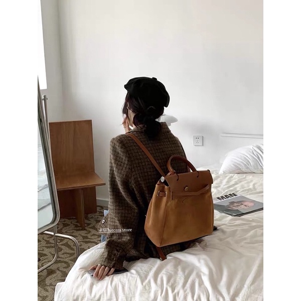 Balo da nhung vừa lap 14inch, nhã nhặn, hàn quốc