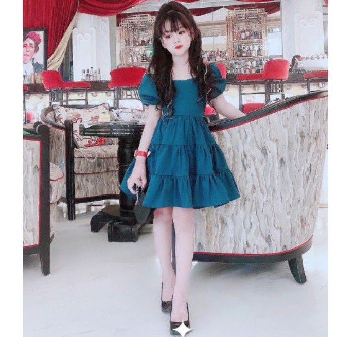 Váy babydoll 3 tầng mầu xanh coban siêu hot hit