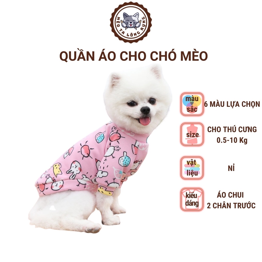 Áo cho chó poodle mèo con cún lớn thú cưng nỉ len mùa đông, quần áo cho chó cún poodle cái mèo con thú cưng