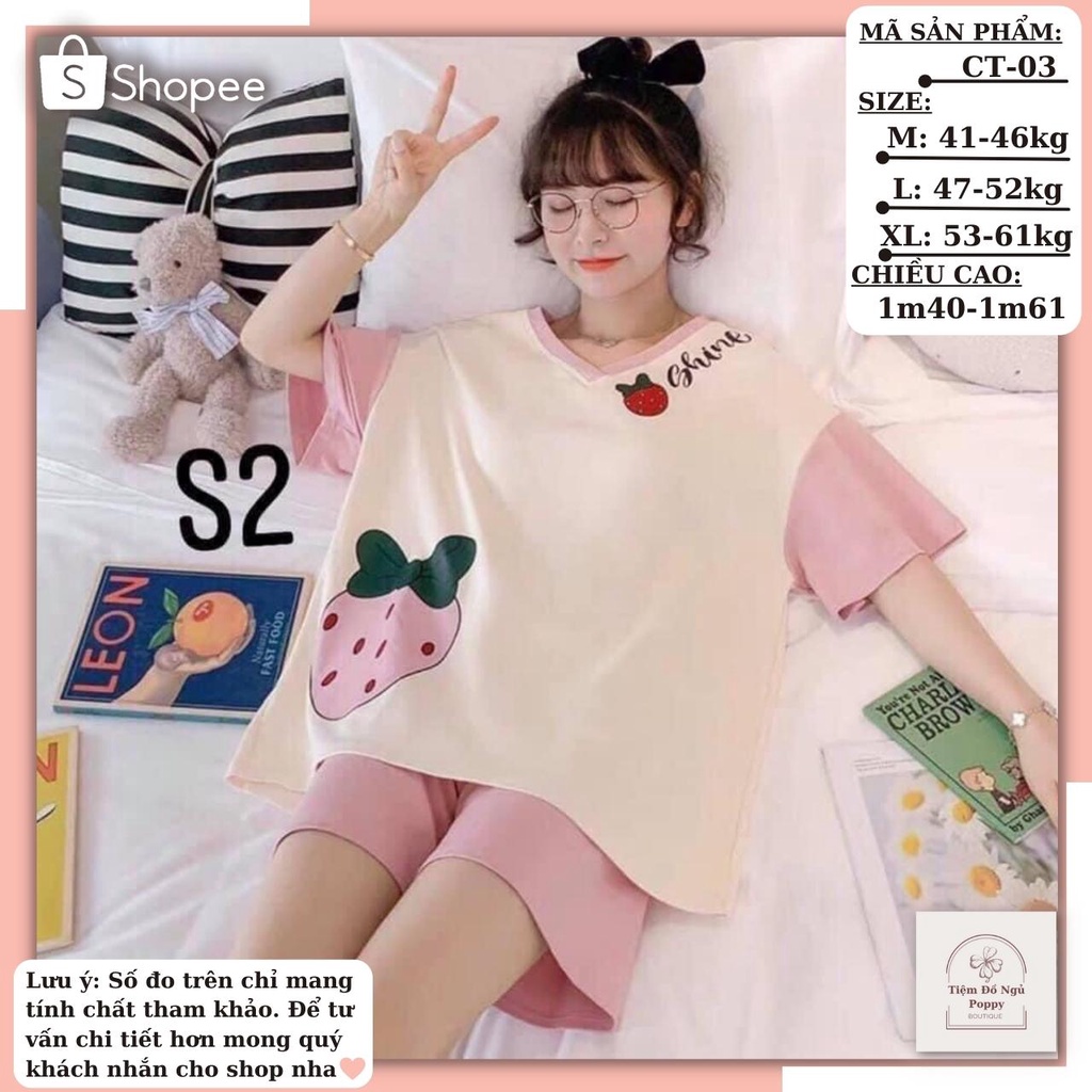 Đồ bộ pijama cộc đùi chất liệu thun cotog 4c Pyjama nữ hàn quốc đẹp bộ ngủ nữ dài tay cao cấp đẹp POPPY cộc đùi
