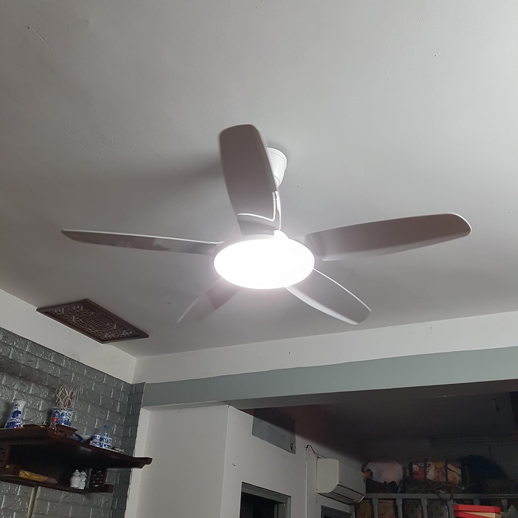 Quạt Trần Đèn Led Trang Trí,Quạt Trần Phòng Khách 5 Cánh Nhựa Động Cơ DC Siêu Bền-Mát,Có Điều Khiển Từ Xa