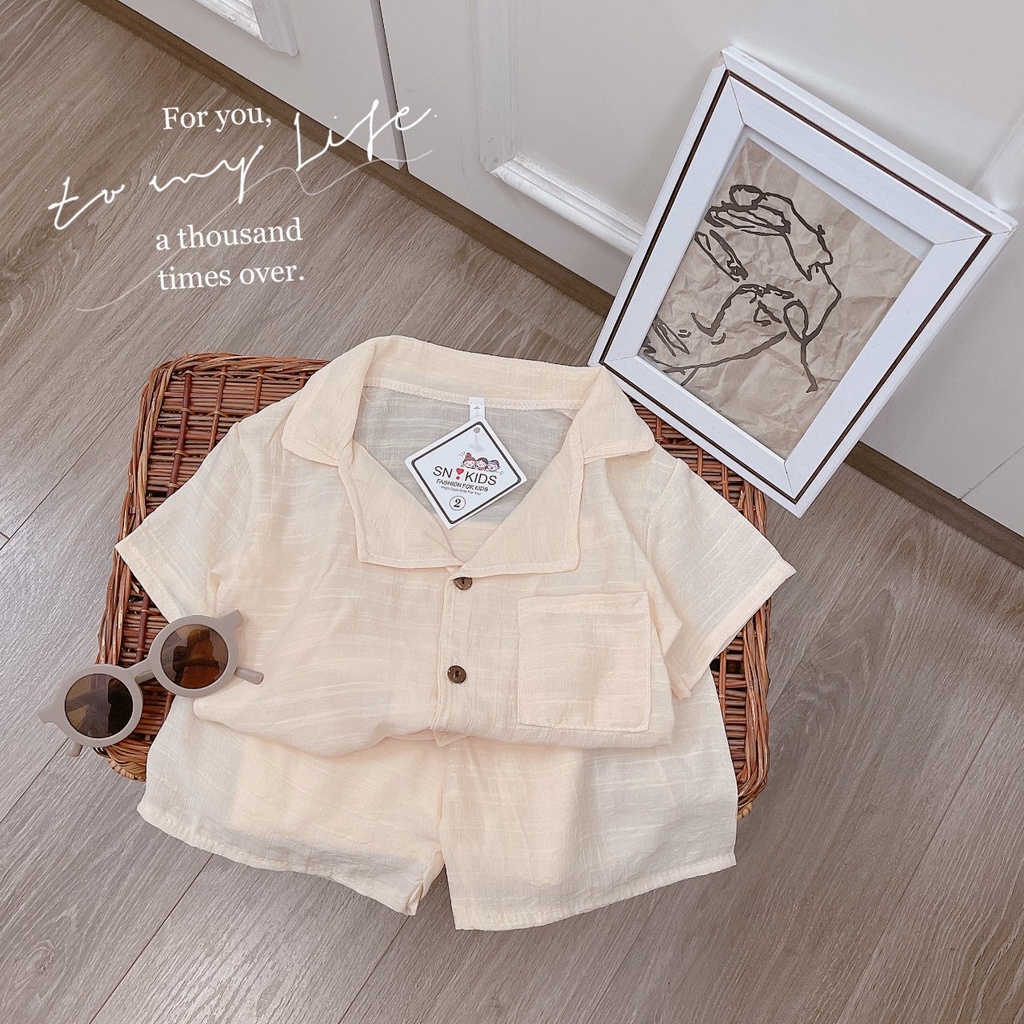 Bộ cộc tay Pijama đũi hàn cho bé trai, bé gái từ 10-20 kg