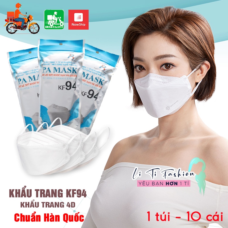 Khẩu Trang KF94 Trẻ EmTÚI 10 CÁI  Khẩu Trang 4D KF94 Cho Bé có 4 Lớp Chống Bụi Mịn Và Kháng Khuẩn