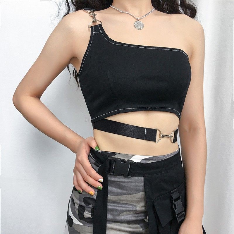 [Sẵn] Áo croptop cut-out chain ulzzang