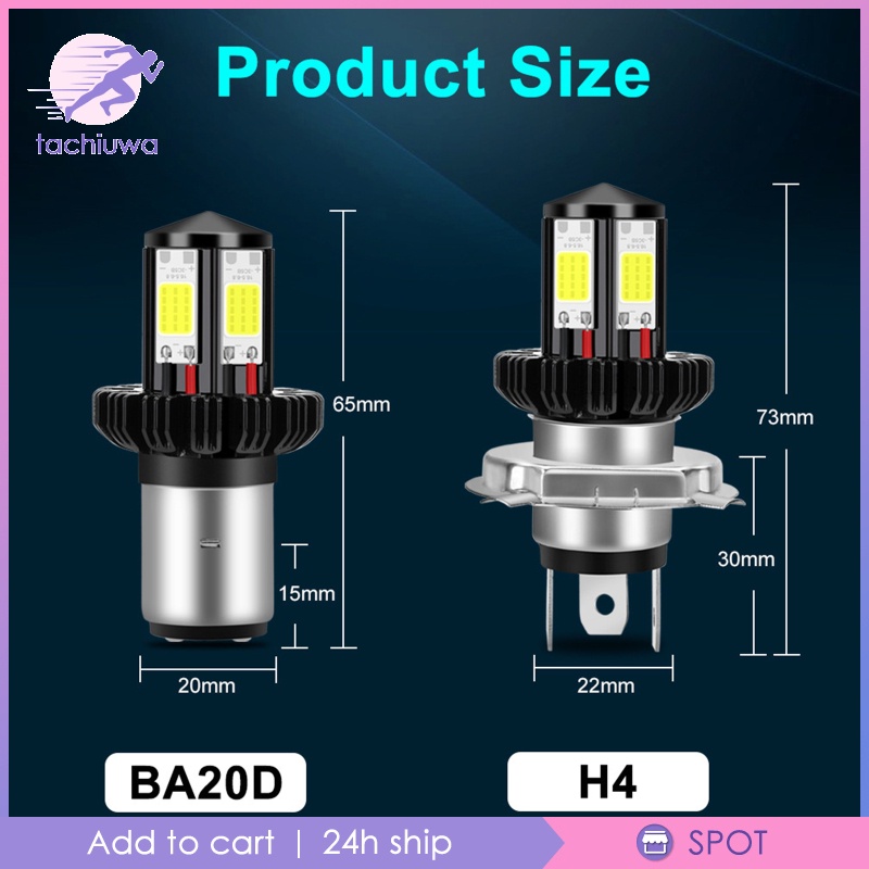 [TACHIUWA]Motorbike Motorcycle Headlight Bulbs LED Hi Lo beam 6000K White H4