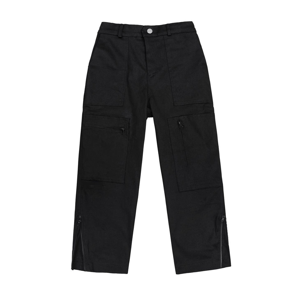 Quần kaki 100% cotton khóa kéo ống BLACK ZIPPED PANTS Godmother
