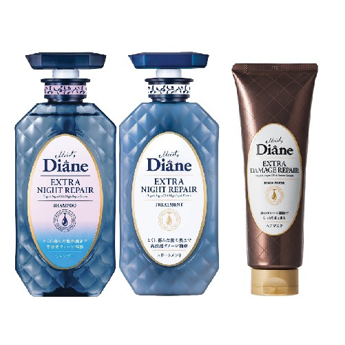 Bộ Đôi Gội Xả Ngăn ngừa tóc lão hóa Moist Diane Extra Night Repair 450mlx2