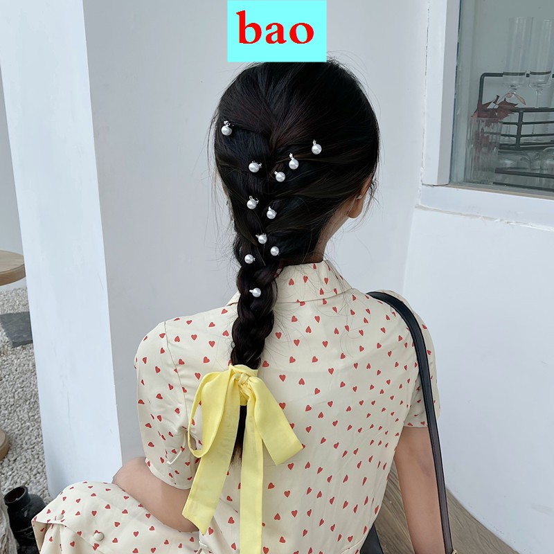 Dây Buộc Tóc Vải Voan Lụa Dài Màu Sắc Retro Đơn Giản Cho Nữ