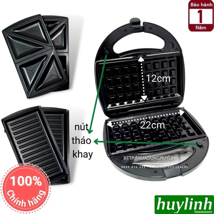 [Mã ELHAMS5 giảm 6% đơn 300K] Máy nướng bánh sandwich, hotdog, waffle Tiross TS513 - 3 trong 1