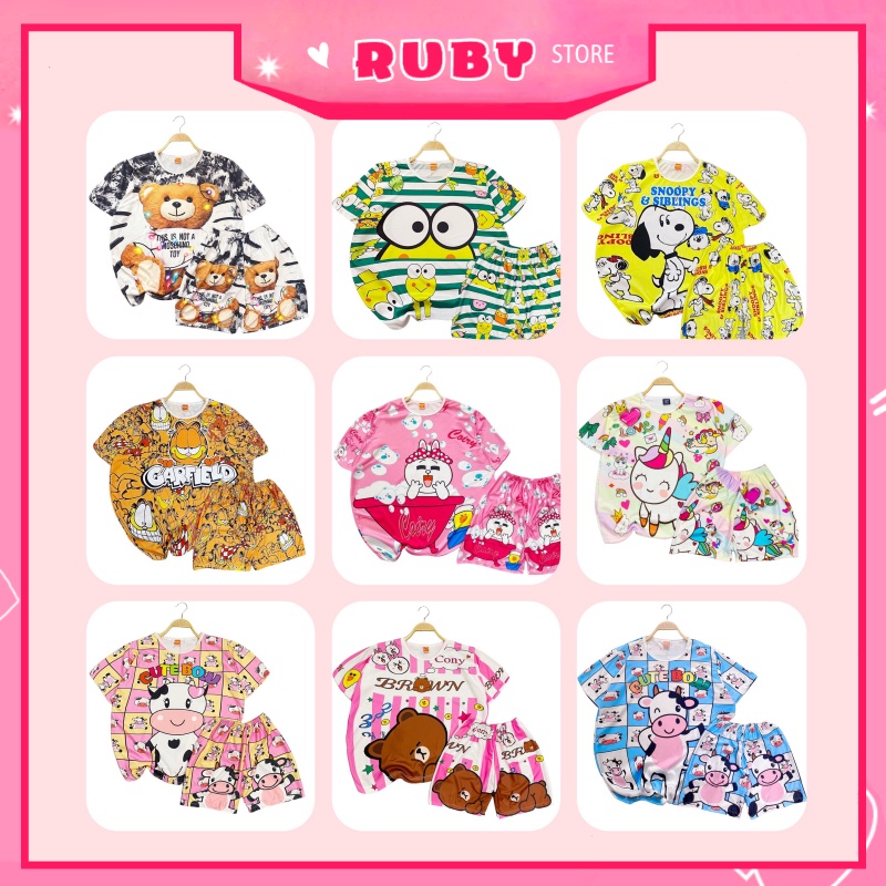 [Đồ bộ gia đình] Full Size cho bé &amp; người lớn Set bộ Bò Sữa Hoạt Hình Nhiều Mẫu (5KG - 70KG) chất thun mềm mịn mát DBRBD