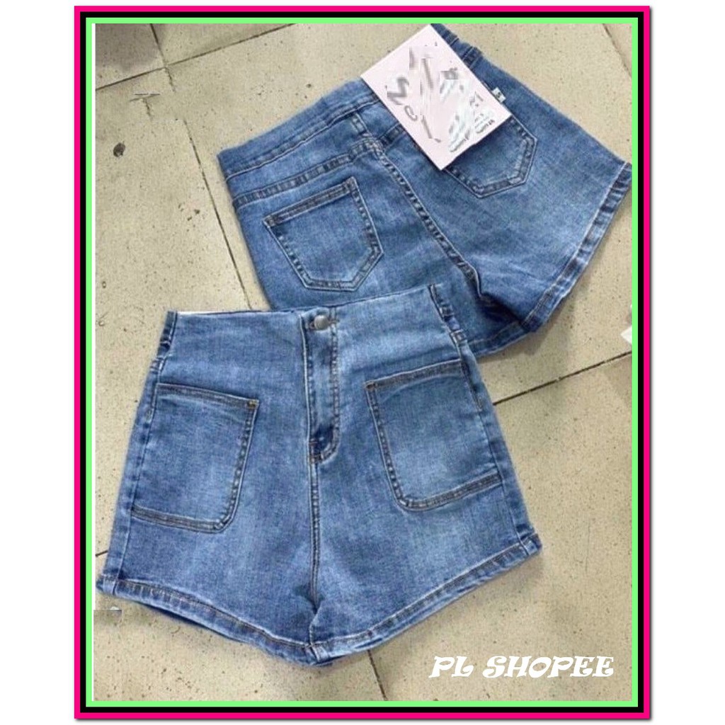 QUẦN short jean nữ PHỐI HAI TÚI BẦU xanh nhạt -1dd7