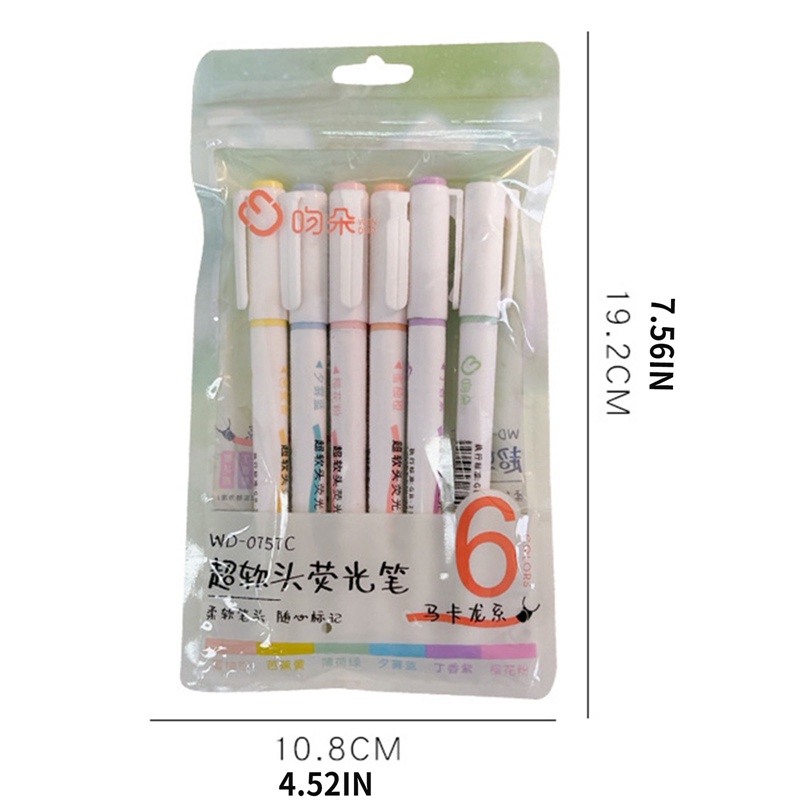 Set 6 Bút Lông Đầu Mềm Không Độc Hại Màu Sắc Macaron