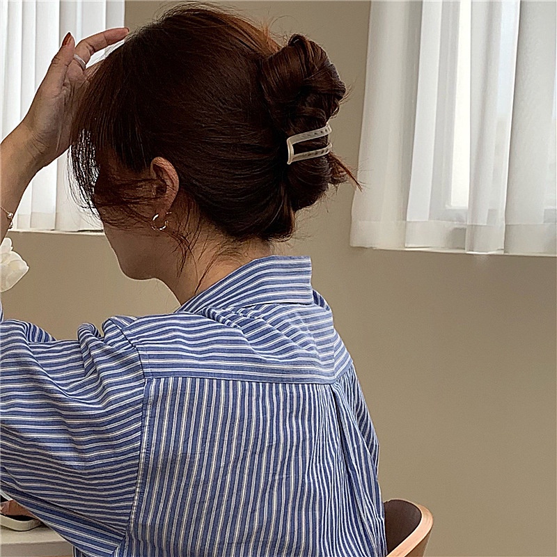 Kẹp Tóc Đuôi Ngựa Thẳng Dài Màu Trắng Phong Cách Hàn Quốc Đơn Giản