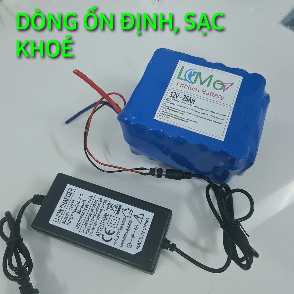 Sạc Pin 12V 3A. Chuyên sạc pin Lithium, pin sắt, bình acquy pin 12,6V. Có đèn báo, Đầy tự ngắt - LIMO