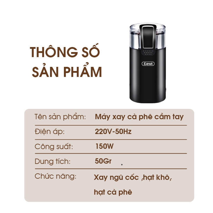 Máy xay hạt khô cầm tay GEVI GECGI140-GS - BH 12 THÁNG