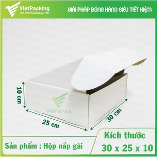 [SIÊU HOT] 10 hộp carton nắp gài 30x25x10 hộp trắng