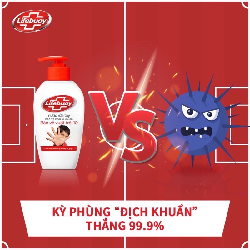 [LIFEBUOY] Nước rửa tay Lifebuoy giúp sạch khuẩn và bảo vệ vượt trội khỏi 99.9% vi khuẩn tốt nhất - chai 180g/500g