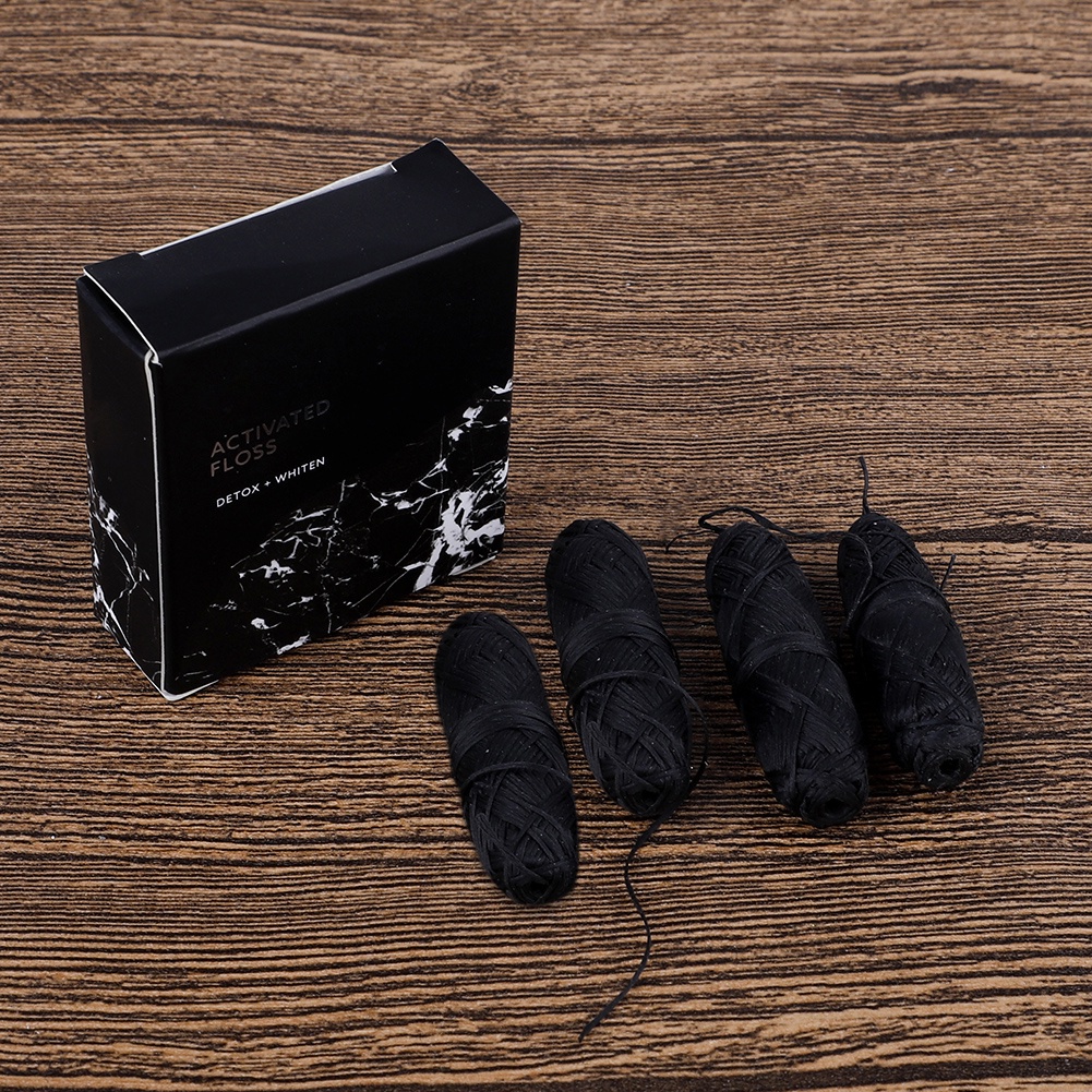 [Hàng mới về] Bộ 4 cuộn chỉ nha khoa tổng chiều dài 120m sợi lụa than tre tự nhiên thân thiện với môi trường