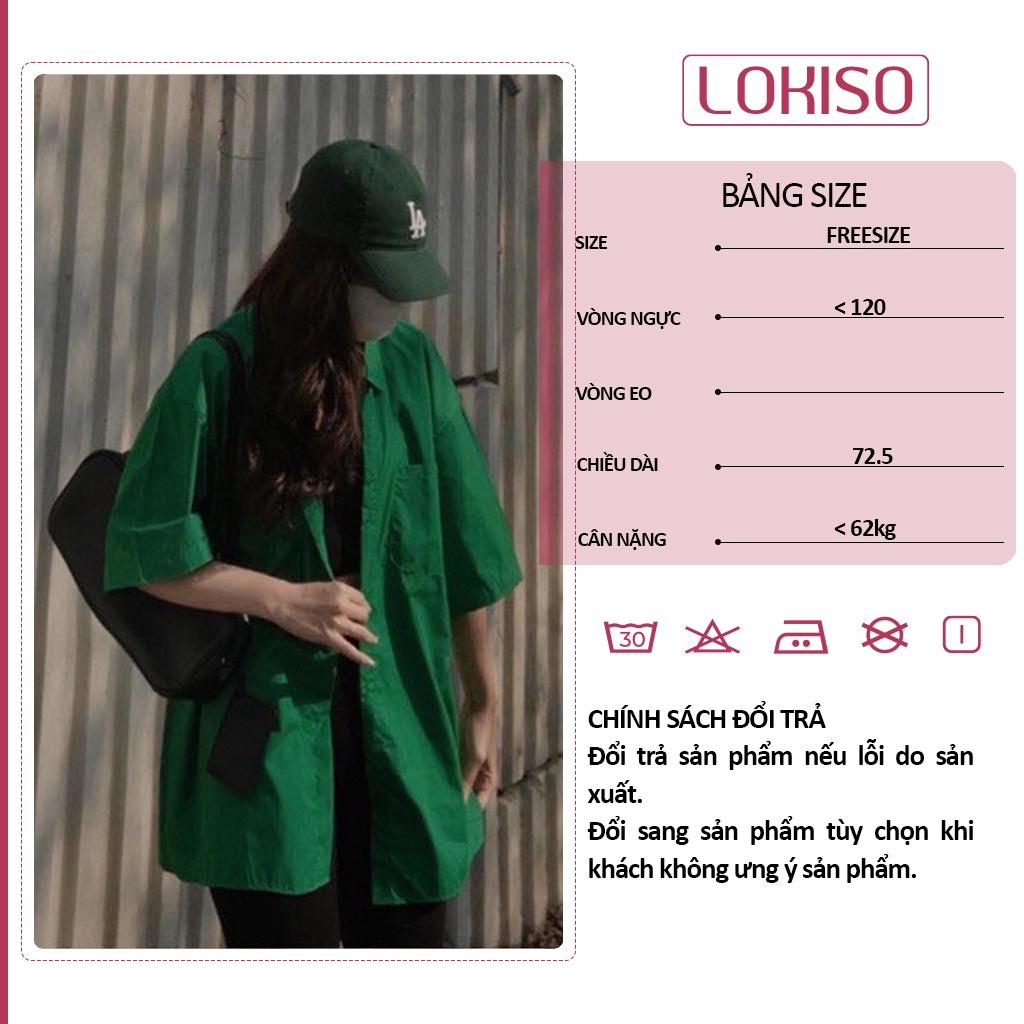Áo sơ mi nữ form rộng nhiều màu tay ngắn công sở LOKISO SM08