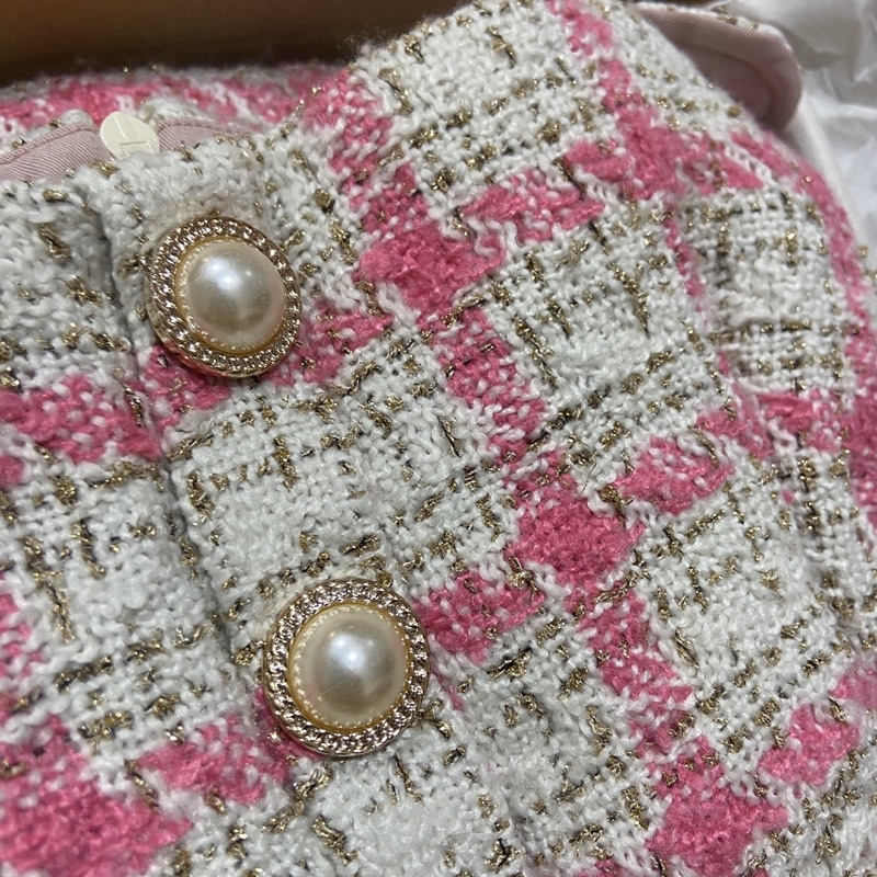 NEW 100% Đầm tweed hồng Vivi Trần size L form nhỏ