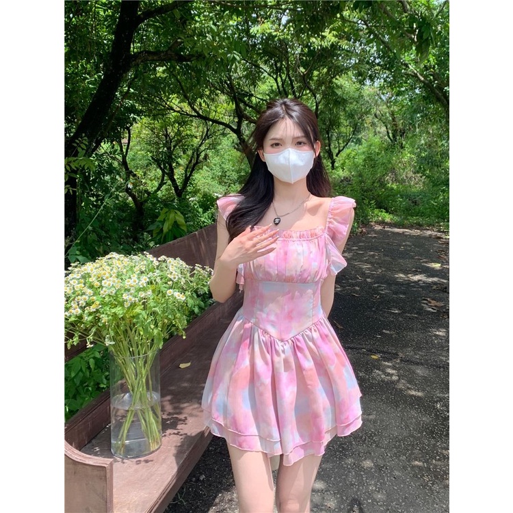 Đầm Hai Dây Dáng Ôm Cổ Vuông Phong Cách Thời Trang Mùa Hè 2022 Dễ Phối Đồ