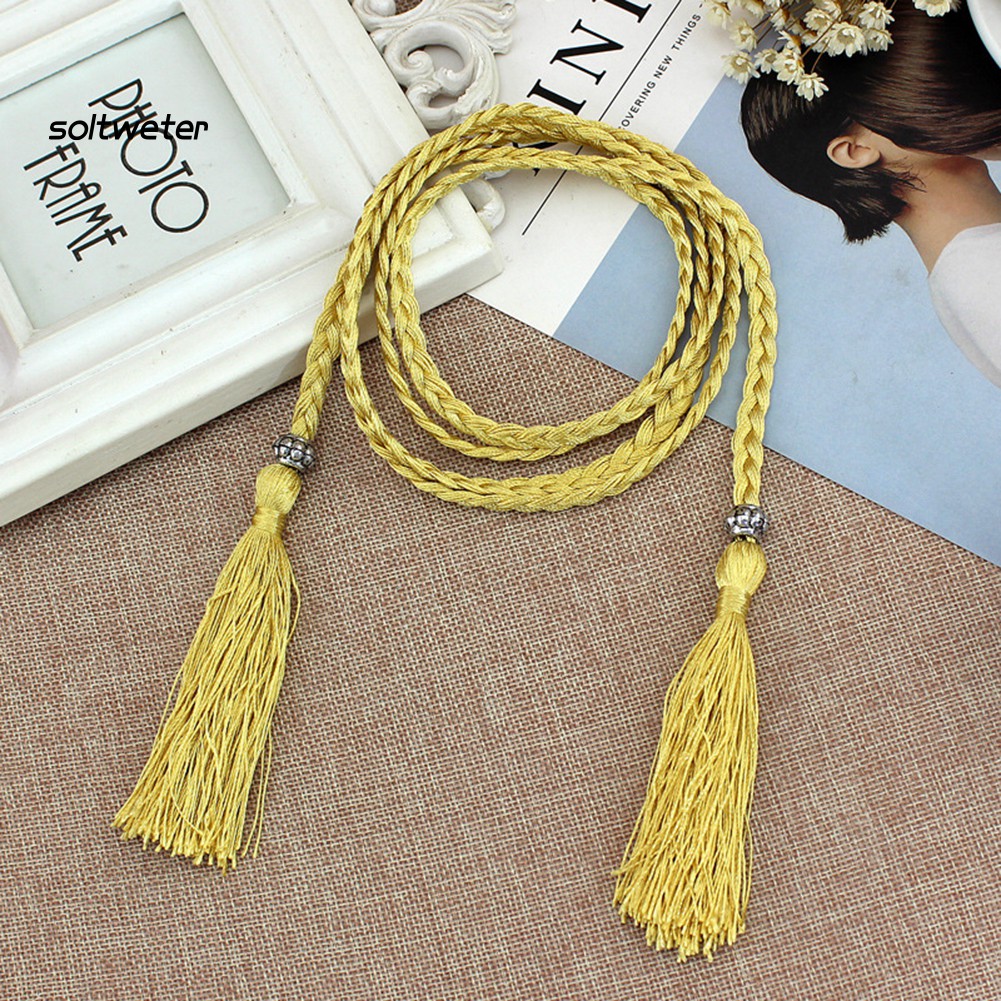 Thắt Lưng Dây Bện Phối Tua Rua Thời Trang Dành Cho Nữ