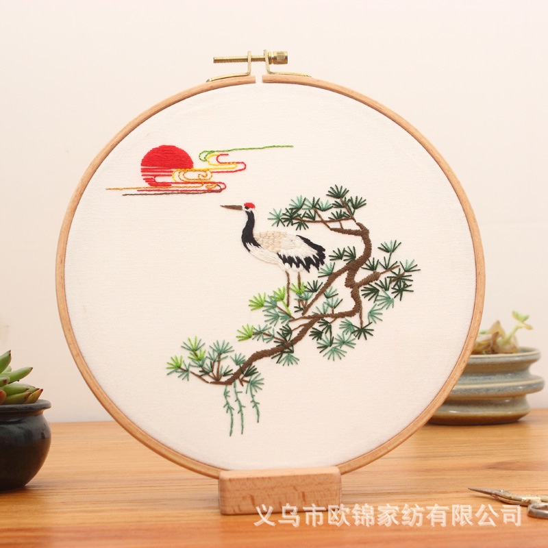 Vật Liệu Thêu Thủ Công Hình Chim Công Và Hoa Phong Cách Trung Hoa