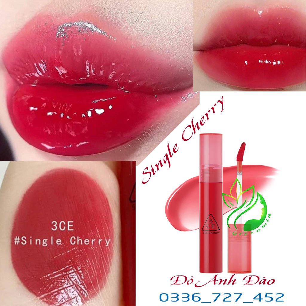 Son Tint Bóng Lì 3CE SYRUP LAYERING TINT SINGLE CHERRY  Đỏ Anh Đào Bóng Tươi Mới