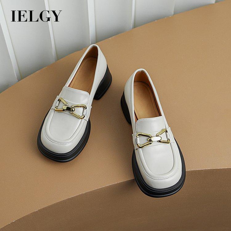 Giày IELGY từ da đế dày phong cách Pháp thời trang tùy chọn màu sắc dành cho nữ