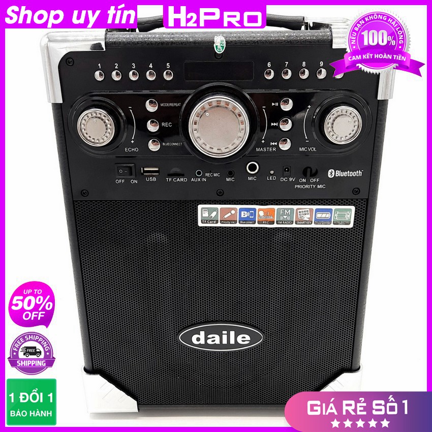 [RẺ VÔ ĐỊCH] Loa Xách Tay Karaoke Bluetooth Daile S8 250W H2Pro hát hay, loa hát karaoke giá tốt tặng 1 micro không dây 