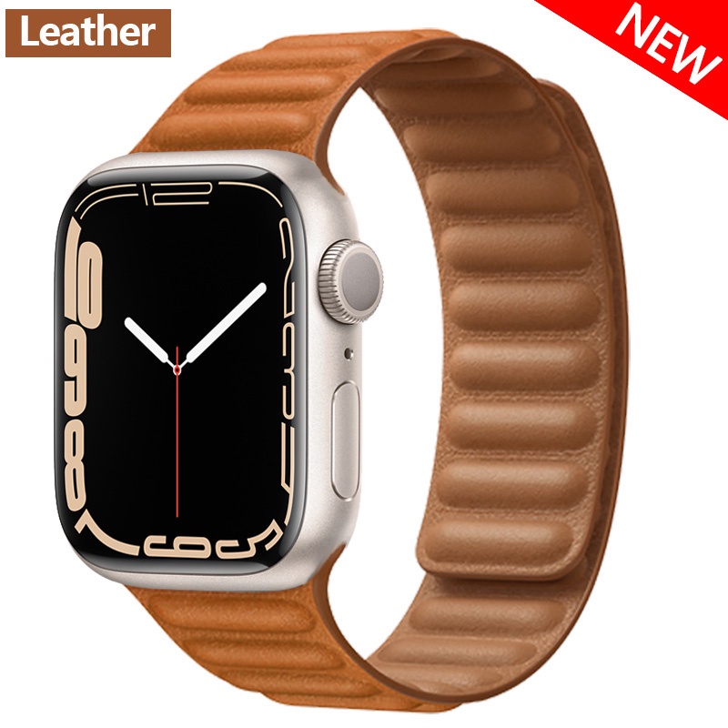 Dây Đeo Bằng Da Có Nam Châm Cho Đồng Hồ Thông Minh Apple Watch 45mm 41mm 44mm 40mm 49mm iWatch Series 8 Ultra 3 SE 6 7