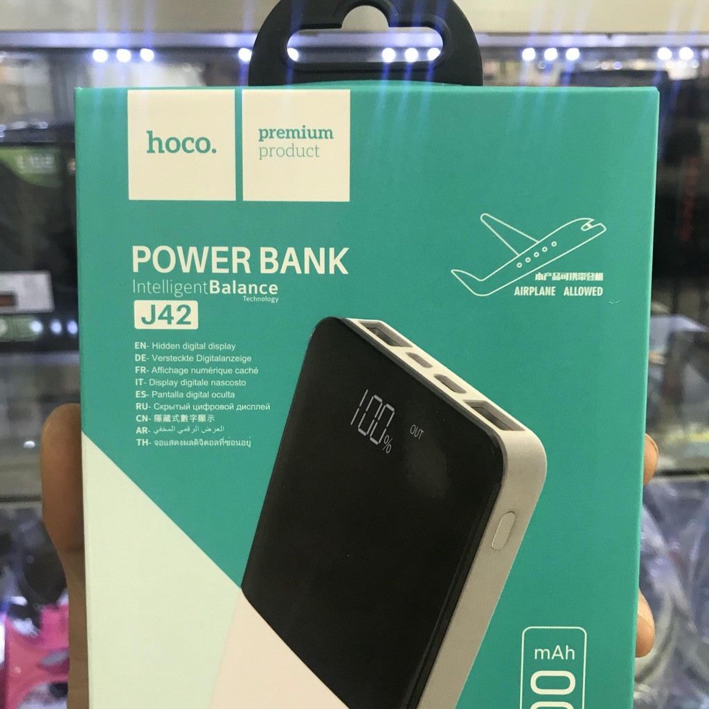 [CHÍNH HÃNG]Pin Sạc Dự Phòng 10000mAh/ 2 cổng sạc in/out -Hoco J42 High power {BẢO HÀNH 12 tháng}, sạc dự phòng